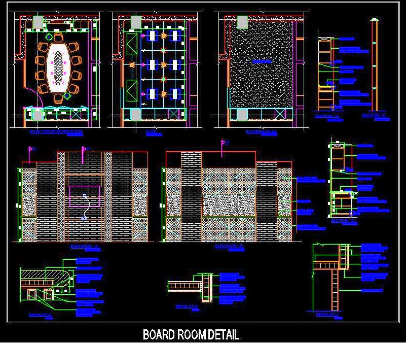 Conference Room Design DWG -10-12 Seats, Oval Table, & Wall Paneling